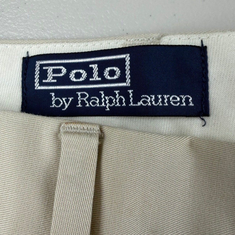 Polo Ralph Lauren Mens Pleated Chino Pants Cream Off White 38x30 Cuffed Cotton - Picture 3 of 8